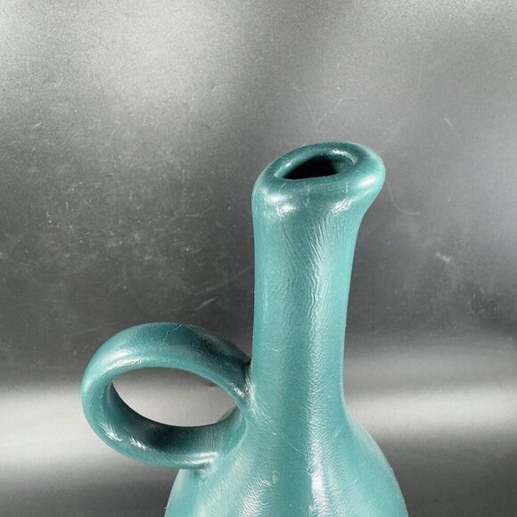 Vintage Mid Century Pottery Jug Vase Bottle Painted Green Ceramic Vase Decor VTG - Picture 9 of 13